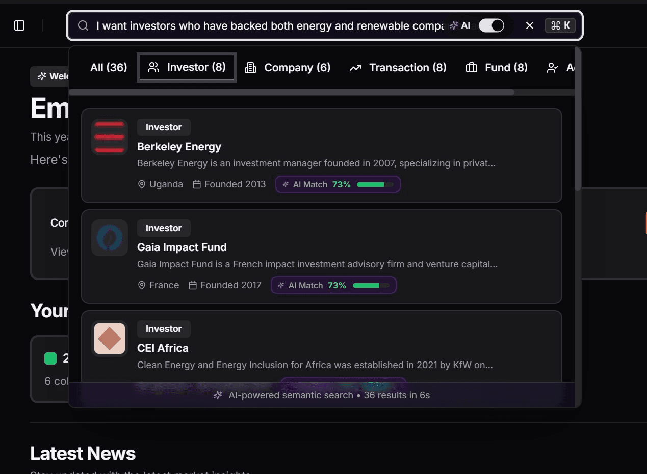 AI Search Interface